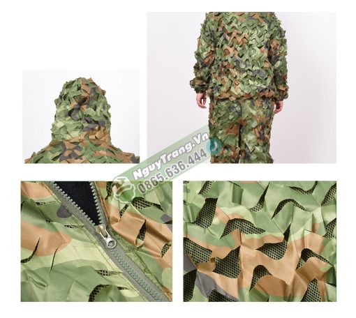Bộ đồ lưới ngụy trang Màu rằn ri lá cây rừng đi bẫy chim, săn bắt chim thú - Ảnh 2